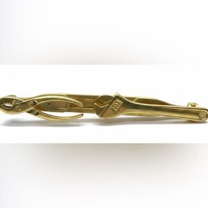 Vintage Anson Gold-Tone Wrench & Pliers Tie Clip Bar Mid-Century Tool Motif
